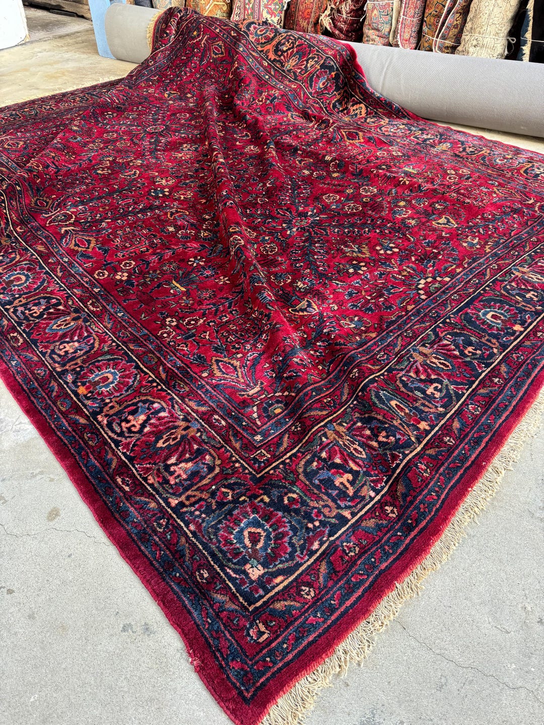 9x12 Deep Ruby Vintage Rug / Large Antique Rug / Handmade Wool Rug ...