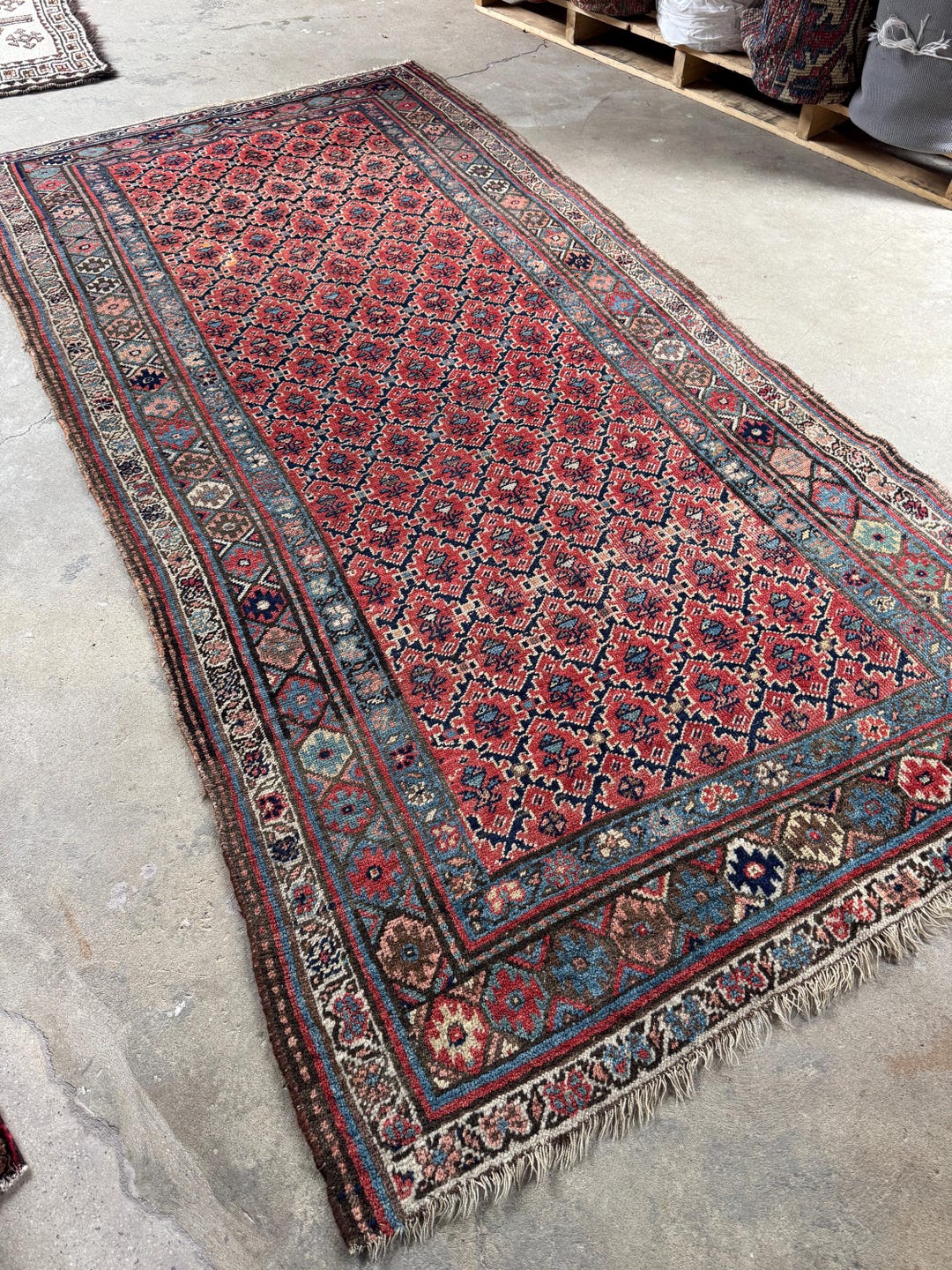 Large Antique Area Rug 4'6 X 8'8 Large Antique Rug / Vintage Area Rug / Handmade Wool Rug ...