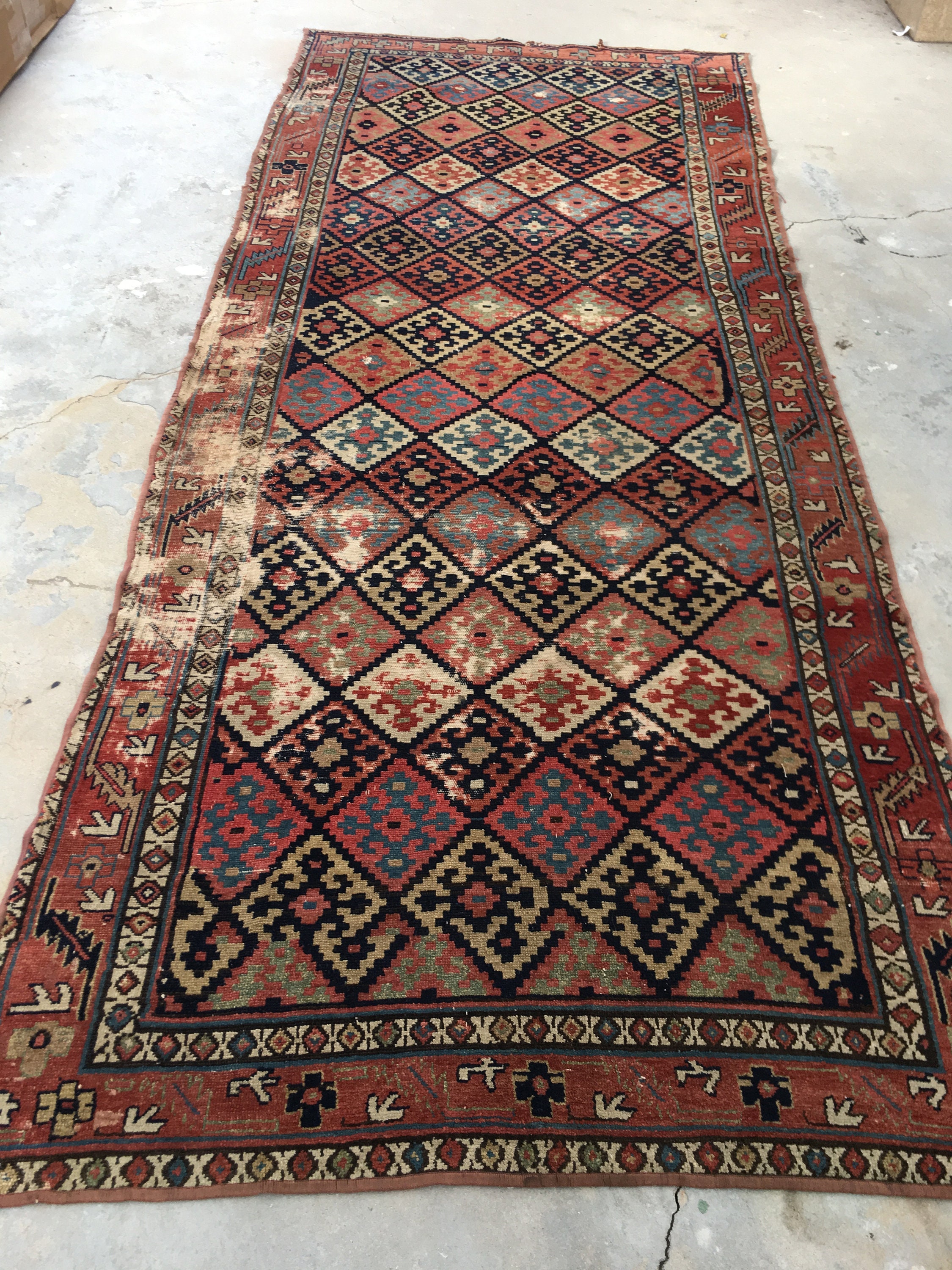 4'8 X 11'2 Antique Caucasian Runner / Tribal Antique Rug Large Area Rug ...