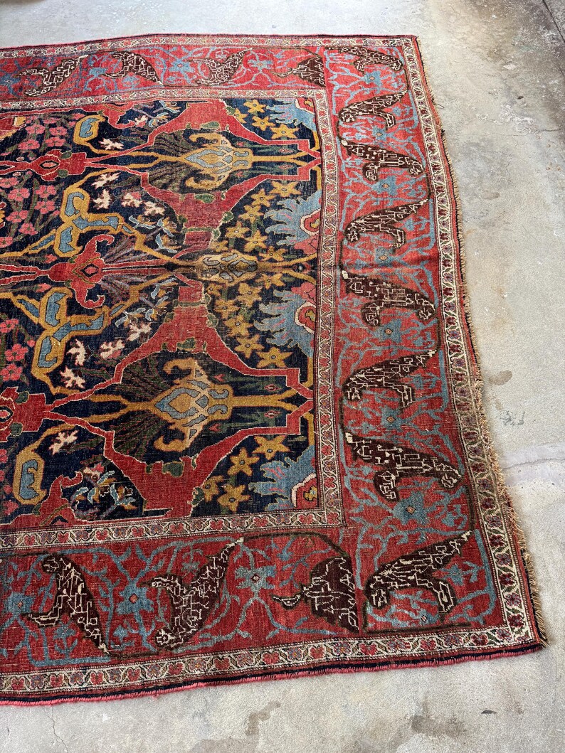 Large Antique Rug 8'1 X 13'5 19th Century Antique Rug / Large Vintage Rug / Traditional ...