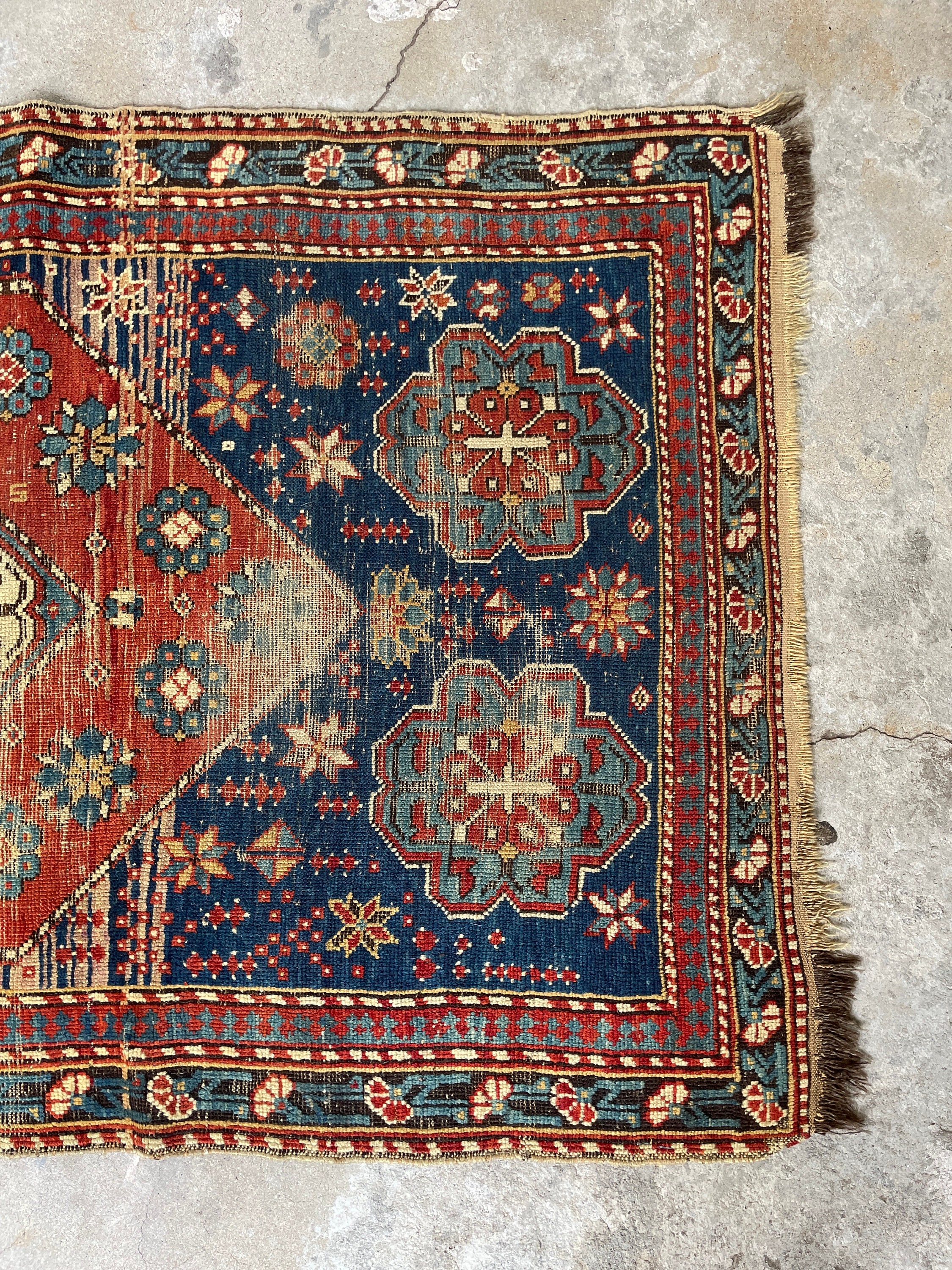 3x5 Worn Antique Wool Rug for Living Room I Traditional Mid Century ...