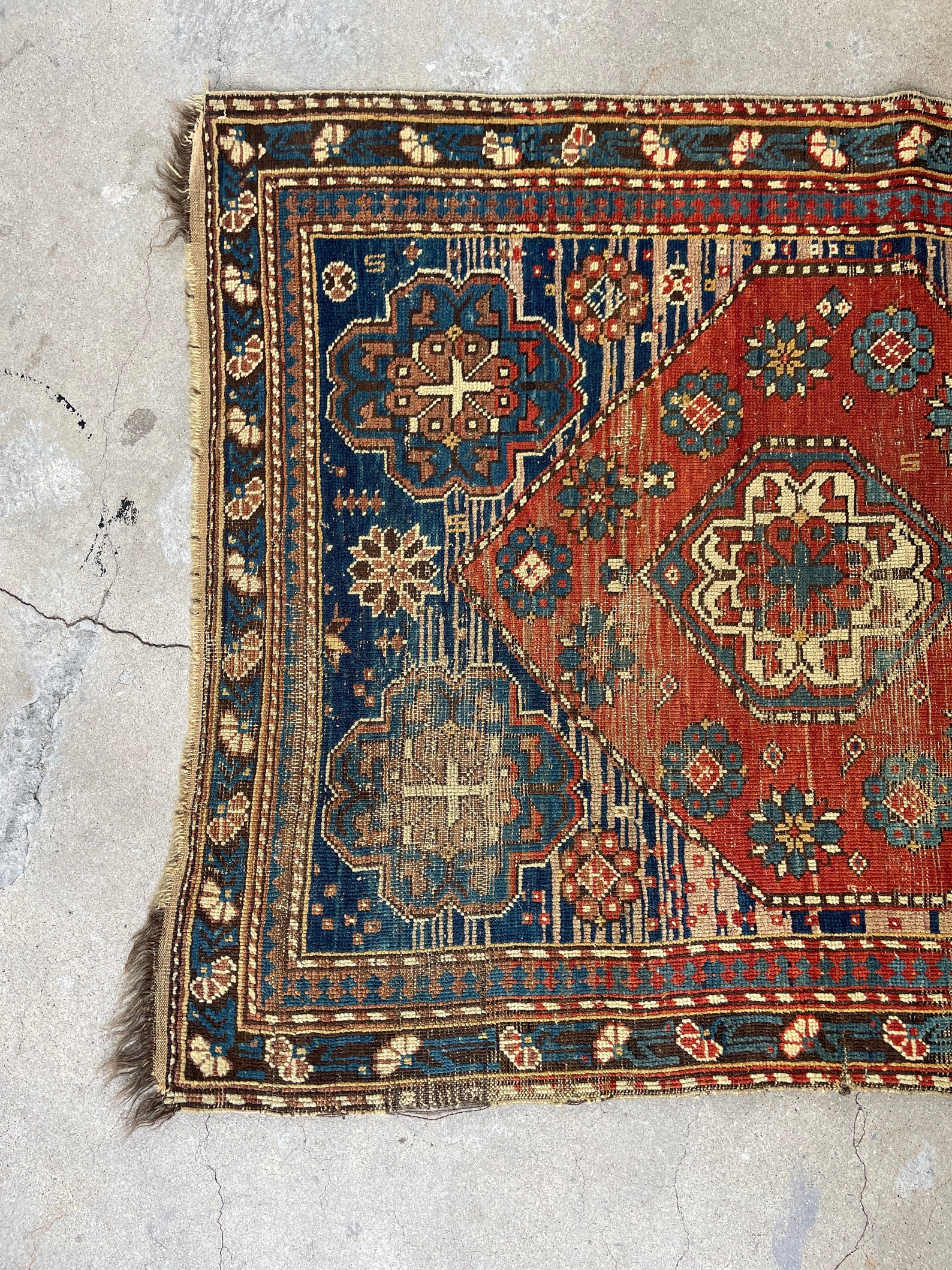 3x5 Worn Antique Wool Rug for Living Room I Traditional Mid Century ...