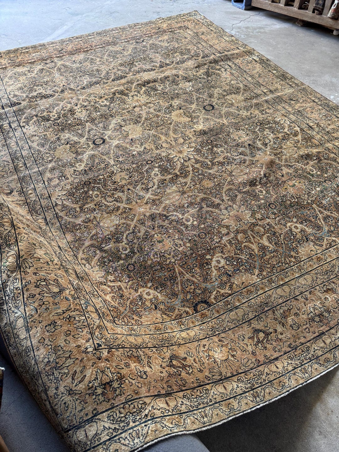 8x11 Large Antique Neutral Rug / Vintage Floral Rug / Handmade ...