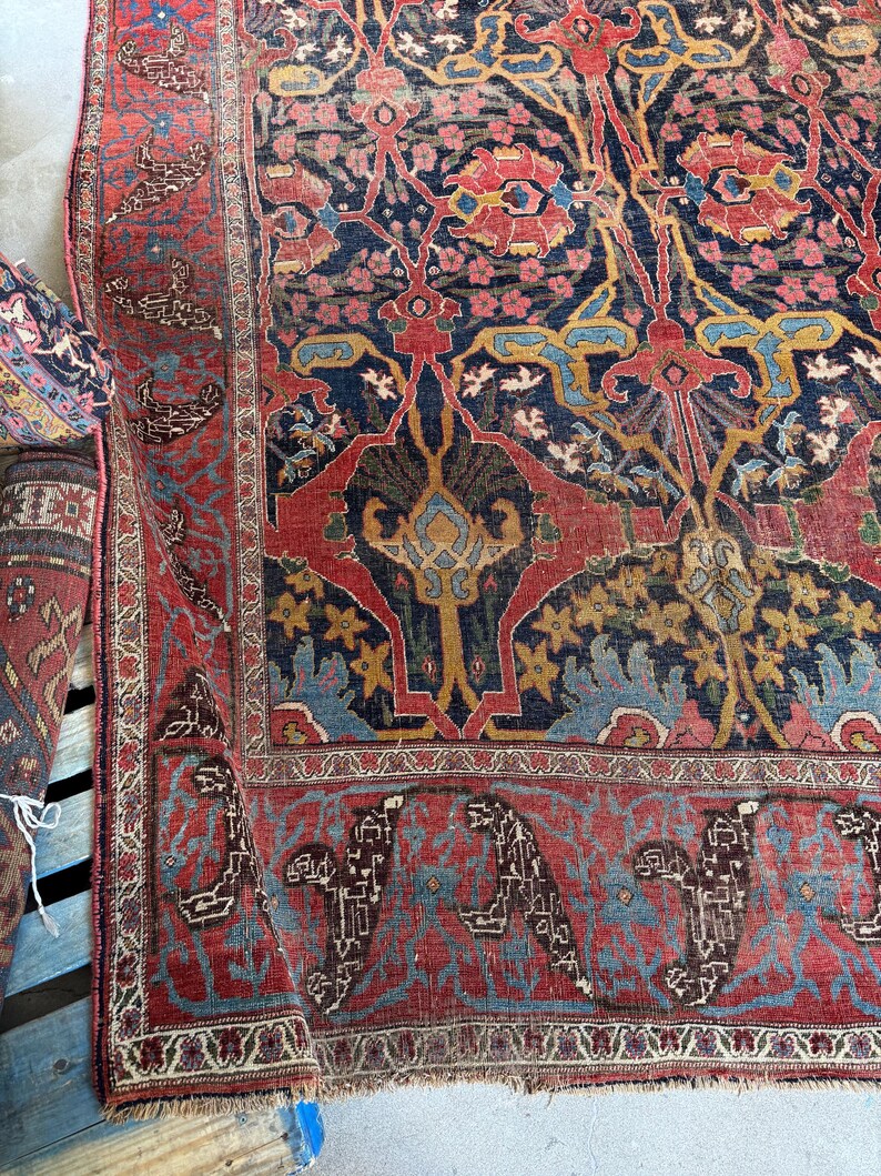 Large Antique Rug 8'1 X 13'5 19th Century Antique Rug / Large Vintage Rug / Traditional ...