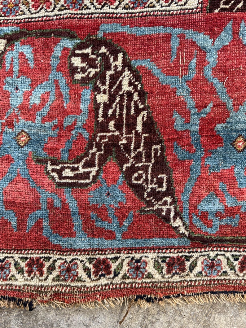 Large Antique Rug 8'1 X 13'5 19th Century Antique Rug / Large Vintage Rug / Traditional ...