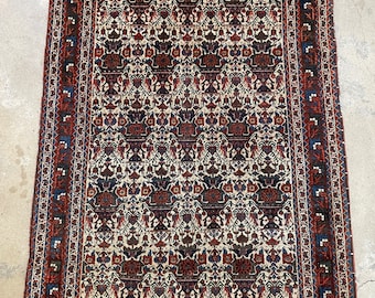 Small Vintage Antique Wool Rug, 3'7 X 4'5 Vintage Rug, Traditional Wool Rug for Interior Decor, Neutral Handmade Rug for Living Room #3104