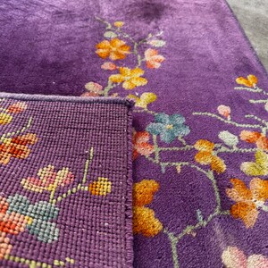 2'5 x 3' Purple Vintage Small Area Rug / Antique Chinese Art Deco Rug / Handmade Wool Rug / Bathroom Rug / Kitchen Rug #3756