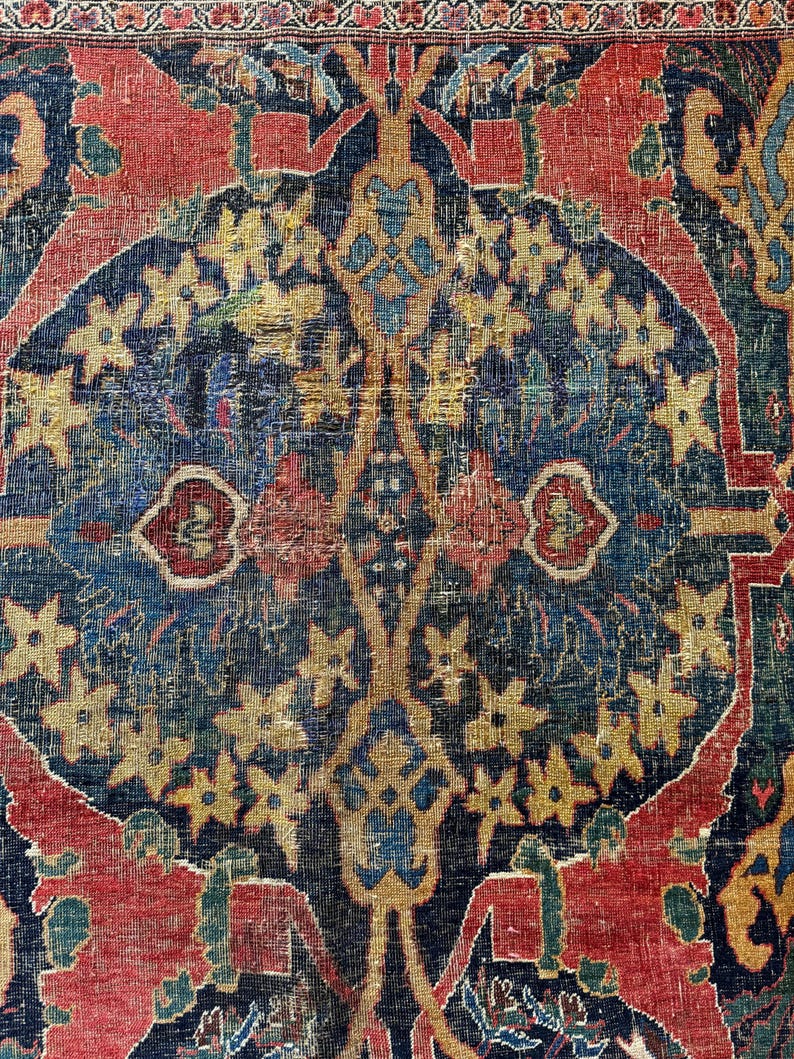 Large Antique Rug 8'1 X 13'5 19th Century Antique Rug / Large Vintage Rug / Traditional ...