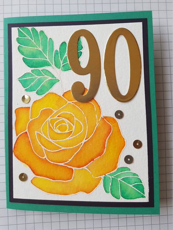 Happy Birthday Card Yellow Rose Card Water Color Card Hand Etsy
