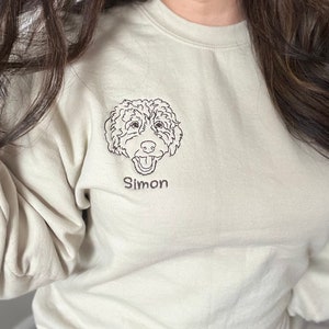 EMBROIDERED dog sweatshirt,  custom embroidered dog sweatshirt, personalized pet shirt, labradoodle embroidered shirt, dog owner gift
