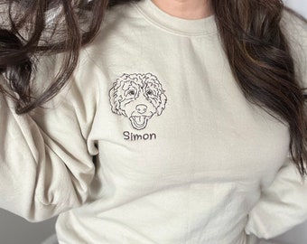 EMBROIDERED dog sweatshirt,  custom embroidered dog sweatshirt, personalized pet shirt, labradoodle embroidered shirt