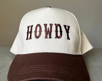 Howdy Hat Two Tone Western Hat Embroidered Howdy Trucker Hat 