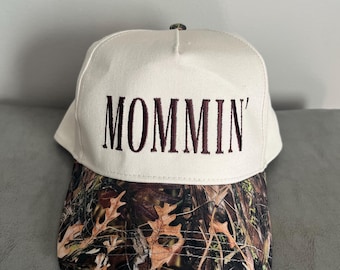 Mommin' Camo Baseball Cap: Western Style Embroidered Mama Hat, Custom Embroidered hat