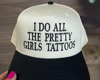 Gorra de camionero con tatuajes de chicas bonitas, gorra con tatuaje bordado, regalo para chica tatuada, linda gorra de chica de tinta, gorra de camionero bordada.