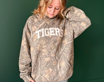 back to school embroider camo hoodie, custom team camo woodsy hoodie,  campus style team Shirt, school Sweatshirt, embroidered team hoodie