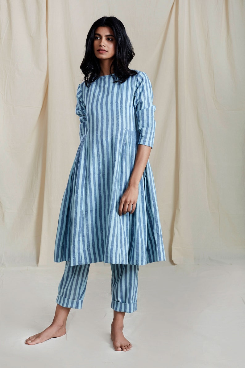Stripe Dress A-line dress Organic Comfortable Style New Collection Anti-fit Pastel Color Dress knee length DressSummer dressbeach