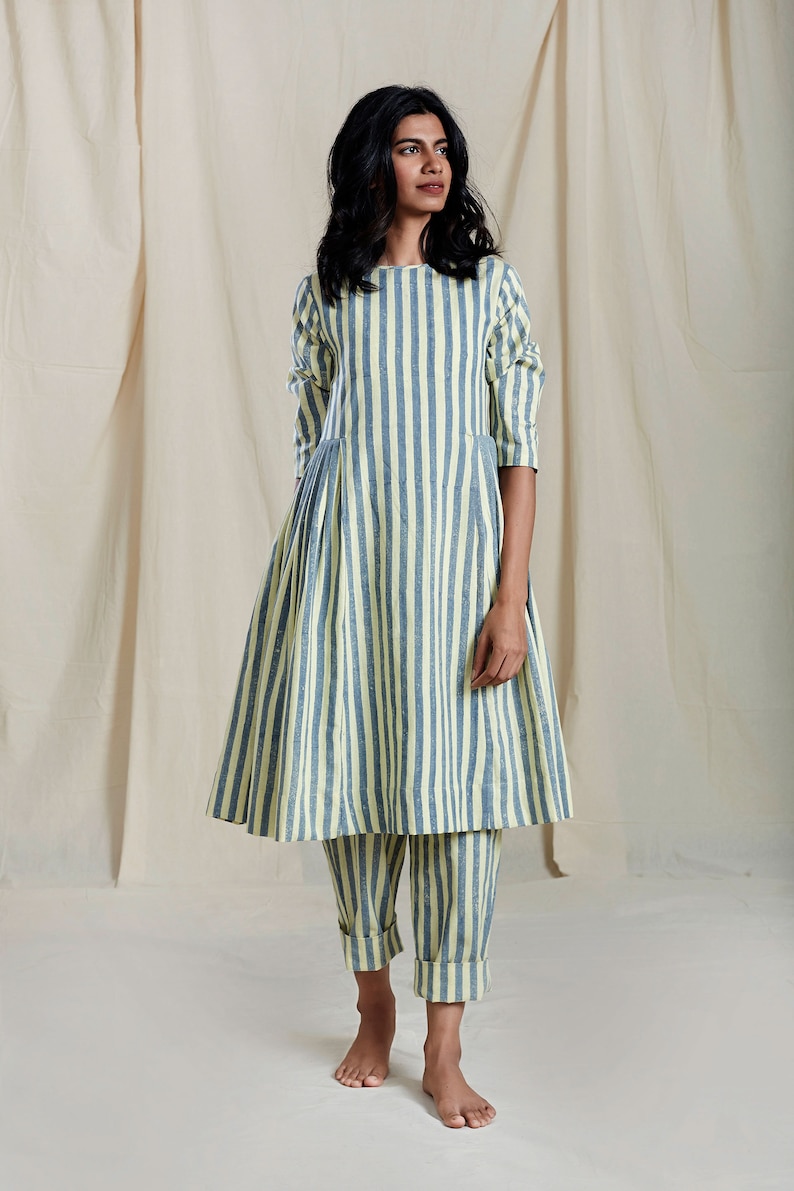 Stripe Dress A-line dress Organic Comfortable Style New Collection Anti-fit Pastel Color Dress knee length DressSummer dressbeach