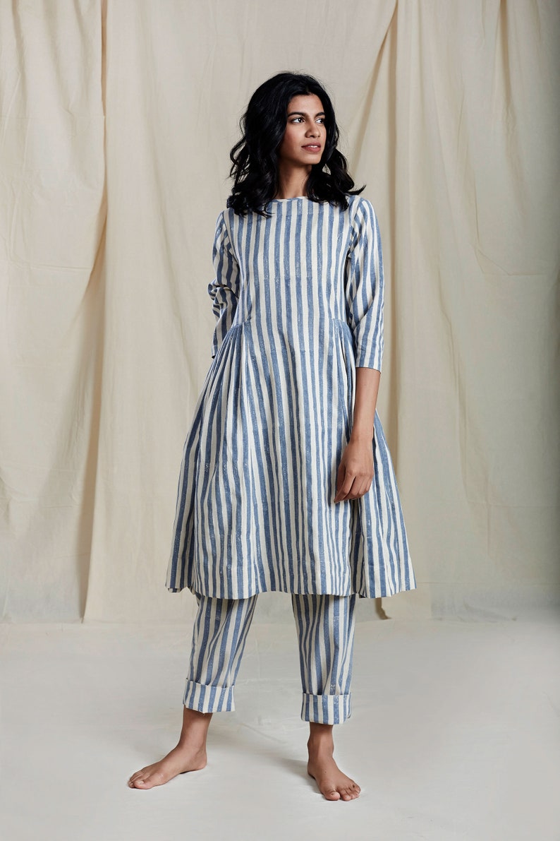 Stripe Dress A-line dress Organic Comfortable Style New Collection Anti-fit Pastel Color Dress knee length DressSummer dressbeach