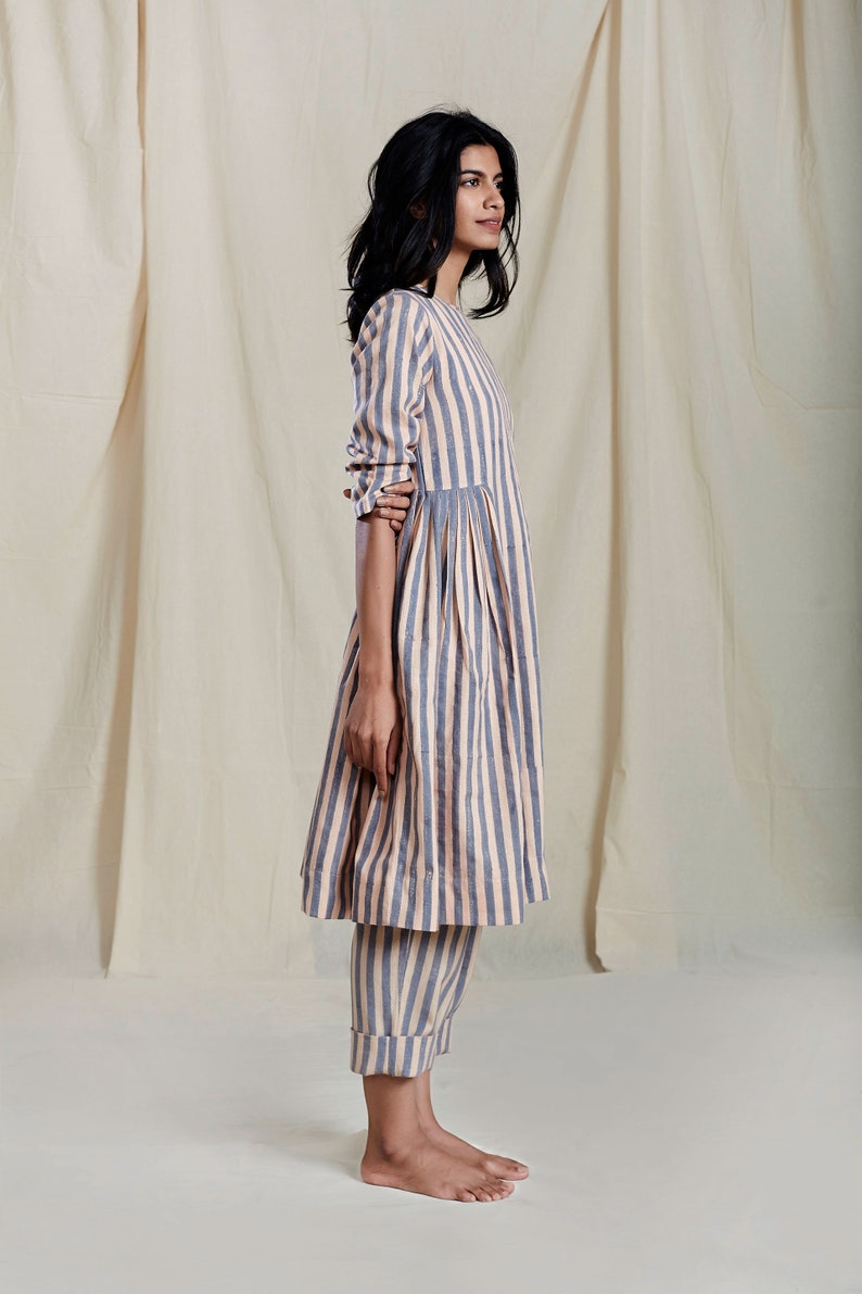 Stripe Dress A-line dress Organic Comfortable Style New Collection Anti-fit Pastel Color Dress knee length DressSummer dressbeach