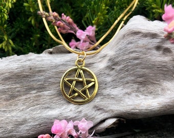 Simple Golden Pentacle Charm necklace