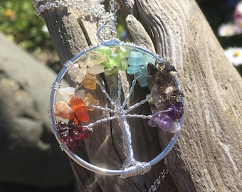 Tree Of Life Wire Wrapped Crystal Pendant