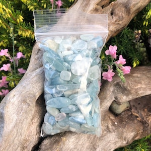 1 Bag Of Tiny Tumbled Aquamarine Chips