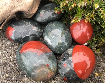 1 pc Large Blood Stone Jasper Palm Stone