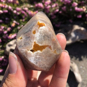 Stunning Pale Black moonstone Carved Flame