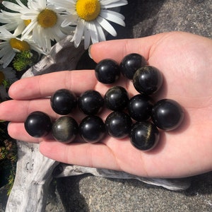 1 pc Tiny Golden Sheen Obsidian Sphere