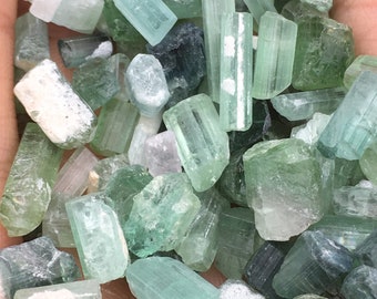 TINY Rare Raw High-Grade Green Tourmaline Crystals Sold by Weight