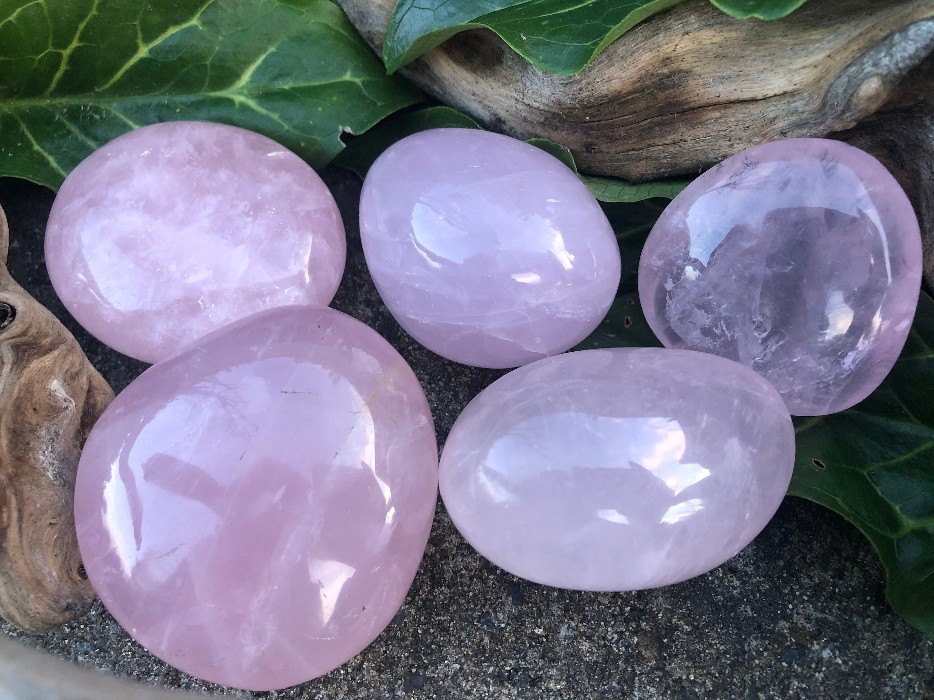 Polished Rose Quartz Palm Stone
