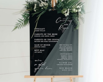 Acrylic Wedding Welcome Sign, Wedding Party, Ceremony Program, Modern Decor, Clear, Frosted, Opaque, Painted, Custom, Script - CARNATION