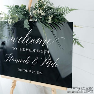Acrylic Wedding Welcome Sign, Bride and Groom, Modern Decor, Clear, Frosted, Opaque, Painted Back, Custom, Script, Hand Lettered - ROSE