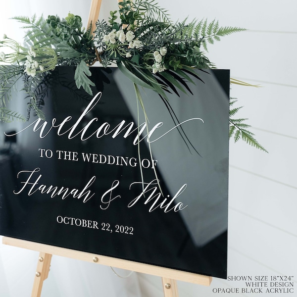 Acrylic Wedding Welcome Sign, Bride and Groom, Modern Decor, Clear, Frosted, Opaque, Painted Back, Custom, Script, Hand Lettered - ROSE