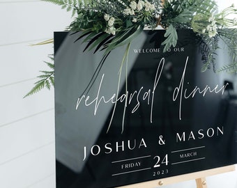 Acrylic Rehearsal Dinner Welcome Sign, Modern Event Decor, Clear, Frosted, Opaque, Painted, Customized, Script, Hand Lettered - PEONY