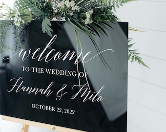 Acrylic Wedding Welcome Sign, Bride and Groom, Modern Decor, Clear, Frosted, Opaque, Painted Back, Custom, Script, Hand Lettered - ROSE