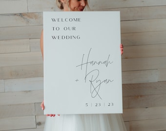 Acrylic Wedding Welcome Sign, Bride and Groom, Modern Decor, Clear, Frosted, Opaque, Painted Back, Custom, Script, Hand Lettered - PEONY