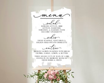 DAHLIA: Custom Menu - Painted Back Acrylic Wedding, Ceremony, Reception Sign - Modern Event Decor