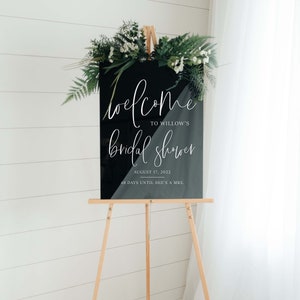 Custom Bridal Shower Acrylic Sign, Handmade Painted Back Party Decoration, Welcome Sign, Countdown to Mrs. - Modern Event Decor - AZALEA