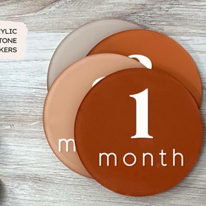 4" Monthly Milestone Markers  | Name Plate, Hello World, Bump Update - Acrylic Discs Baby Terracotta Ombre, Baby's First Year, Newborn Gift