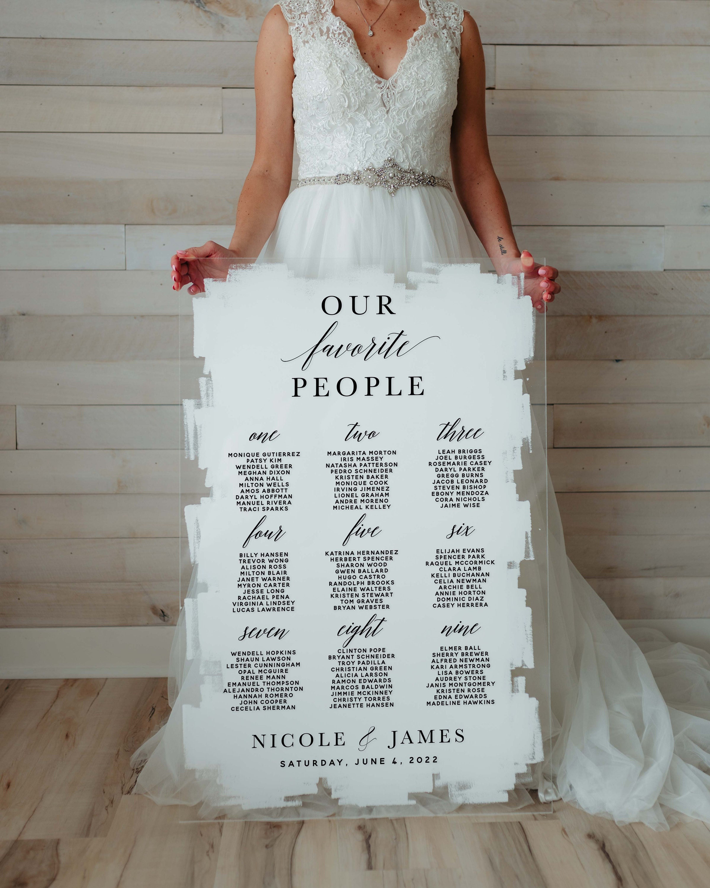 Acrylic Seating Chart, Guest List, Bride & Groom, Date, Wedding Seating Chart, Seating Chart Sign , Custom Wedding Decor - ROSE