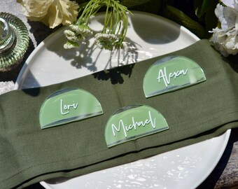 Acrylic Arch Place Cards, Fern Collection, Painted Back, Custom Seating