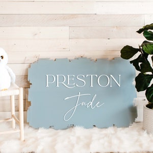 Baby Boy Name Sign | Custom Nursery Decor, Acrylic Art with Hanging Holes & Hardware Standoffs, Clear, Painted, Frosted, Modern Baby Room