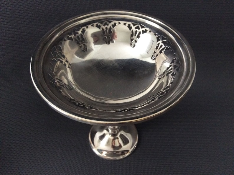 Antique Sterling Silver Pedestal Compote Dish Nut Bon Bon dish Charcuterie Dining Centre Piece