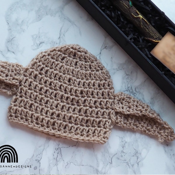 Bonnet bébé elfe beige au crochet fait main | Crocheter | 6 tailles | Fabriqué sur commande | Accessoire de séance photo | Fête prénatale