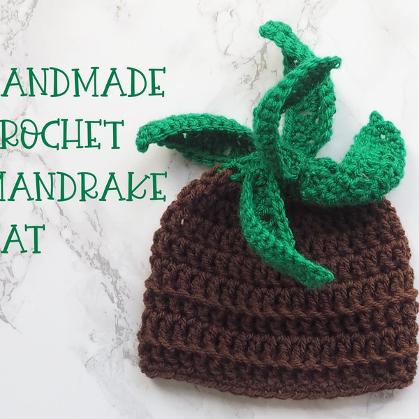 Handmade Crochet Mandrake Magic Plant Baby Hat | Crochet | 6 Sizes | Made To Order | Wizard | Photoshoot Prop | Cosplay