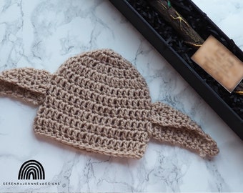 Handmade Crochet Beige Elf Baby Hat | Crochet | 6 Sizes | Made To Order | Photoshoot Prop | Baby Shower