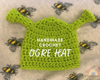 Bonnet bébé ogre au crochet fait main | Ogre des marais | Crocheter | 6 tailles | Accessoire de séance photo | Baby Shower | Oignon