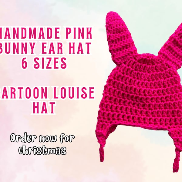 HANDMADE Crochet Pink Bunny Louise Baby Hat | Crochet | 6 Sizes | Made To Order | Photoshoot Prop | Burgers