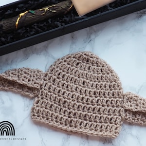 Handmade Crochet Beige Elf Baby Hat Crochet 6 Sizes Made To Order Photoshoot Prop Baby Shower image 5